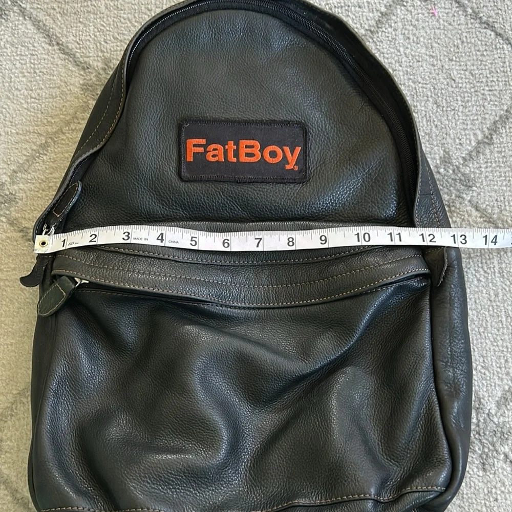 Vintage Black Leather Backpack With Harley Davidson FATBOY Embroidered P…